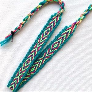 Green Neon Pink/Yellow Woven Bracelet